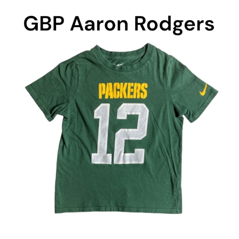Nike Aaron Rodgers Green Green Bay Packers T-Shirt Size Youth Large